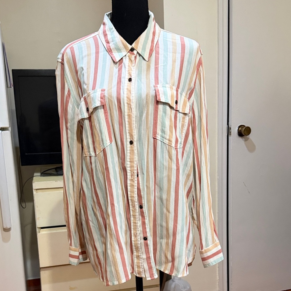 a.n.a Multicolor Striped Button-Down Shirt